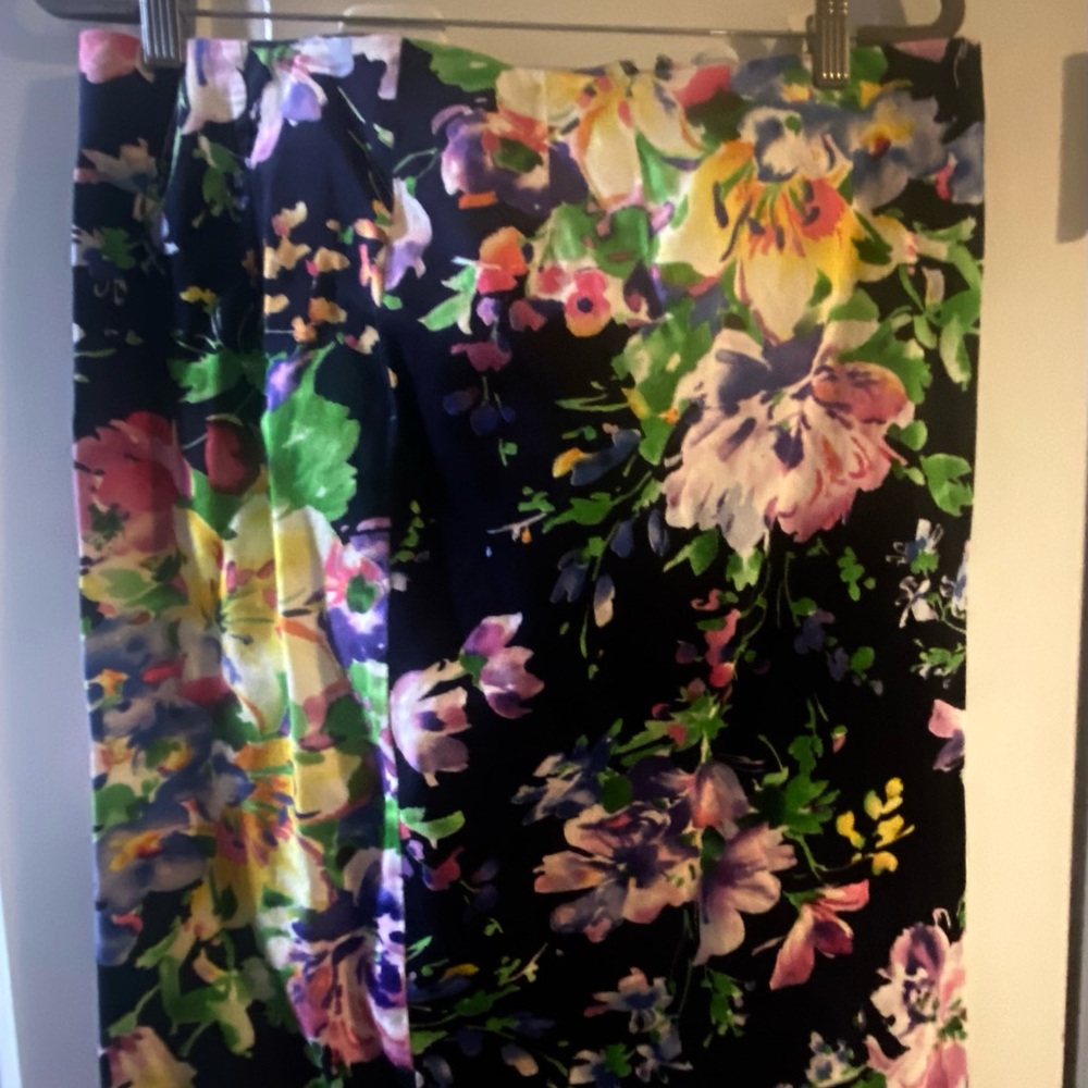 Ralph Lauren black skirt with colorful floral design